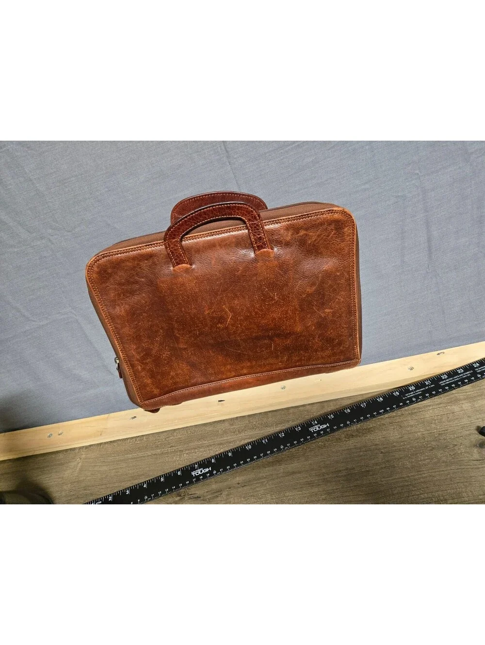 Wilsons Leather brown leather portfolio briefcase